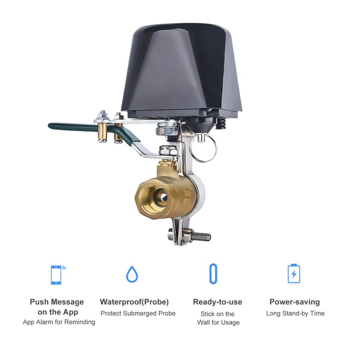 Vanne d'eau intelligente WiFi avec minuterie, contrôleur de vanne d'arrêt automatique, domotique EU Plug noir