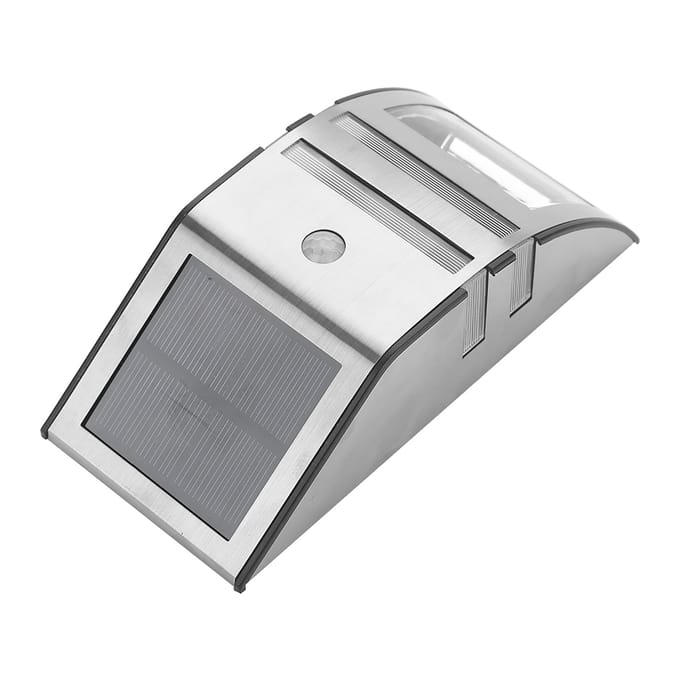Zonne-energie PIR Bewegingssensor 2 LED Pad Wandlamp Tuin Beveiligingslampen Zilver Puur Wit