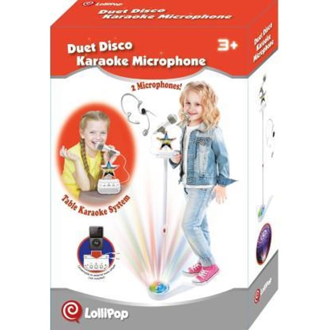 Disco karaoke set met 2 microfoons en discobal