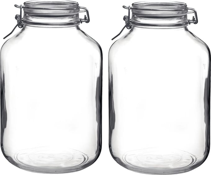 Weckpot/inmaakpot - 2x stuks - 5000 ml - glas - beugelsluiting - D17 x H29 cm