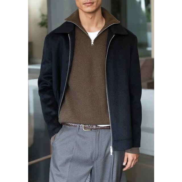 Ciszere Reuben knitted half zip mocha brown