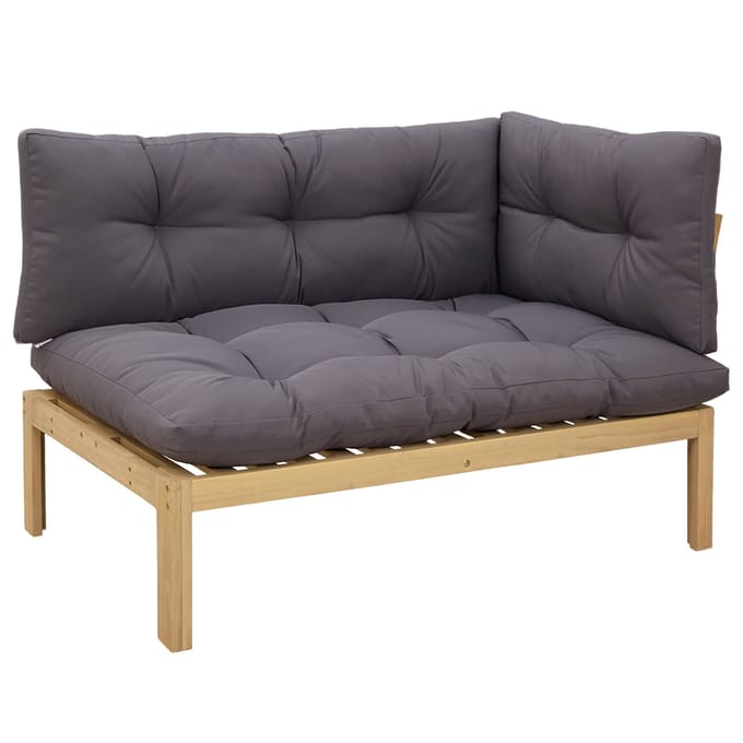 vidaXL - Hoek - Sofa - Eenheid - Licht - Acacia - en - Donker - Grijs - Acaciahout