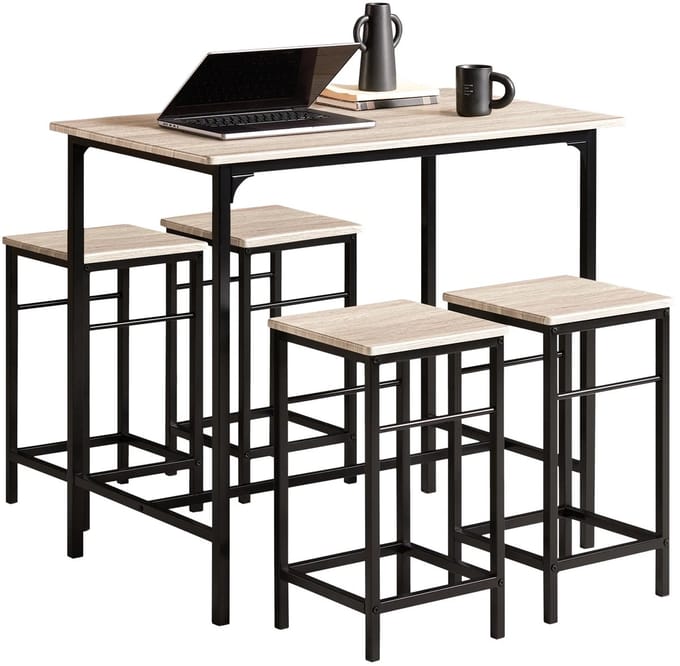 Bartafel keuken - Bartafel Set - Barkruk - Barstoel - keukenstoel - Voetsteun - Zwart