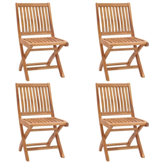 vidaXL - Opklapbare - stoelen - met - kussens, - 4 - stuks, - massief - teakhout