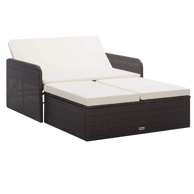 vidaXL - 2-delige - Loungeset - met - kussens - poly - rattan - bruin
