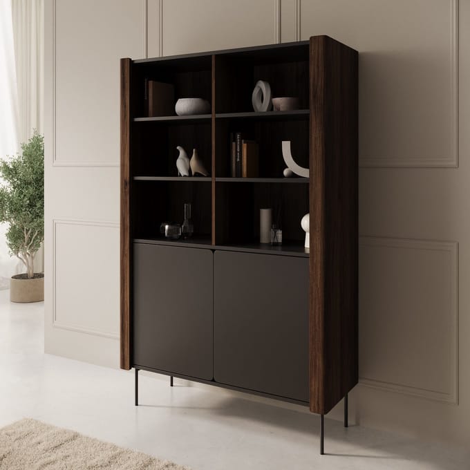 Meubella - Lux - Boekenkast - Zwart - 105x40x167 cm