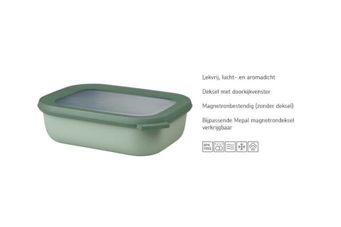 Mepal - Multikom Cirqula vershouddoos - 2000 ml - Rechthoekig - Nordic sage
