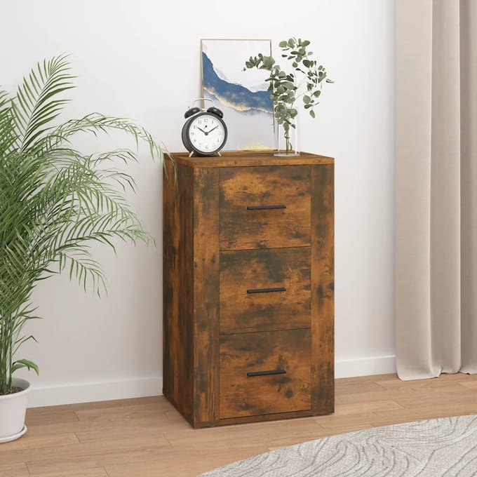 vidaXL - Dressoir - 40x33x70 - cm - bewerkt - hout - gerookt - eikenkleurig