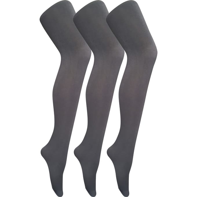 3 paar dames gekleurde ondoorzichtige 80 denier panty's - Houtskool