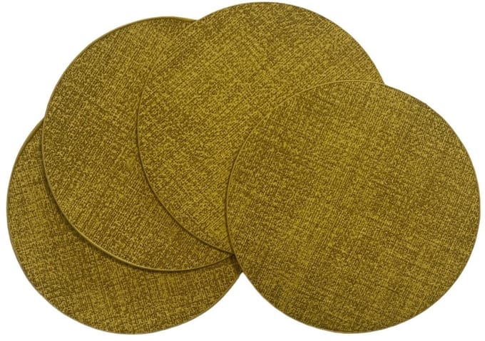 Cronim Onderzetters set-van-4 Rond geel 10x10cm