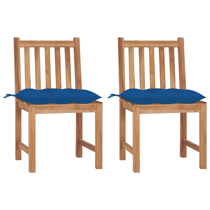 vidaXL - Tuinstoelen - 2 - st - met - kussens - massief - teakhout