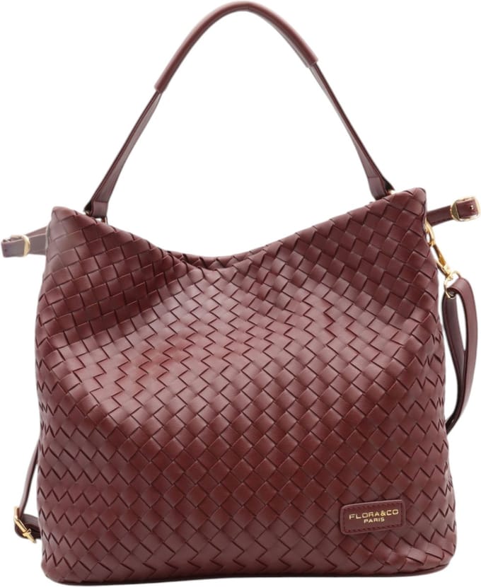Trendy gevlochten handtas - Flora & Co - bordeaux