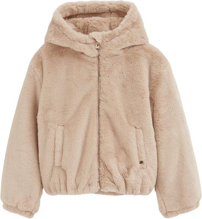 WE Fashion Meisjes winterjas met imitatiebont