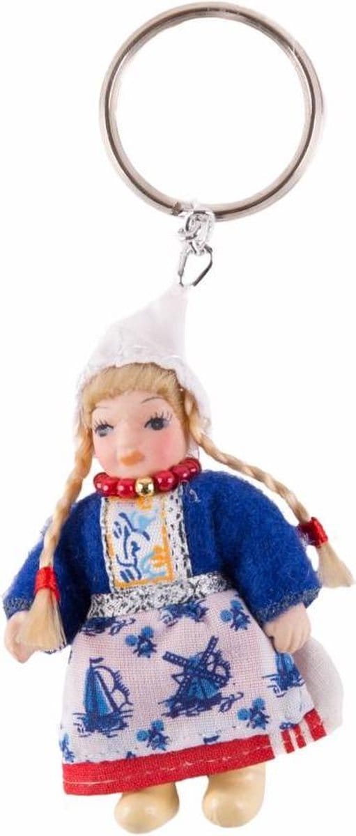 Matix - Sleutelhanger - Boerin Frieda Blauw - 12 cm Porselein