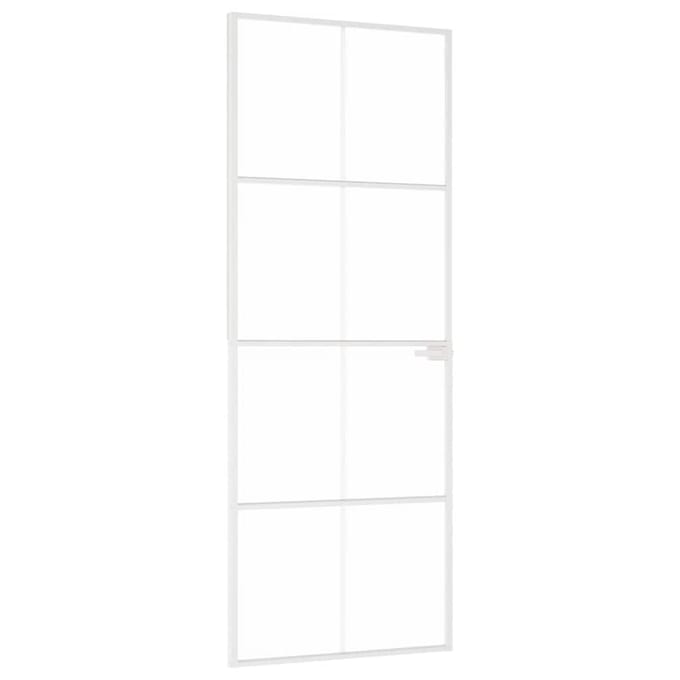 vidaXL - Binnendeur - 76x201,5 - cm - gehard - glas - en - aluminium - smal - wit