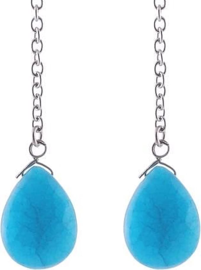 Behave - Lange oorbellen dames blauw agaat druppel - boho stijl