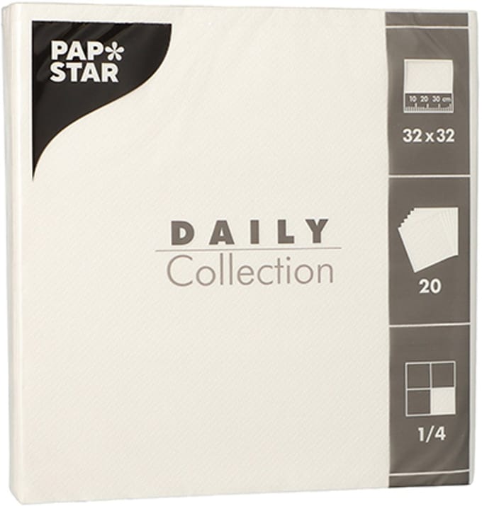 15x 20 Servetten DAILY Collection 1/4 vouw 32 cm x 32 cm wit