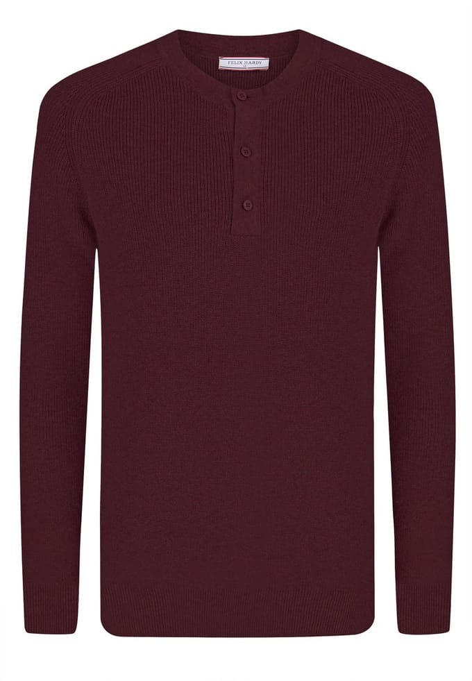 Felix Hardy Ronde Hals Trui - Pullover - Sweater - %100 Katoen Heren Bordeaux - M