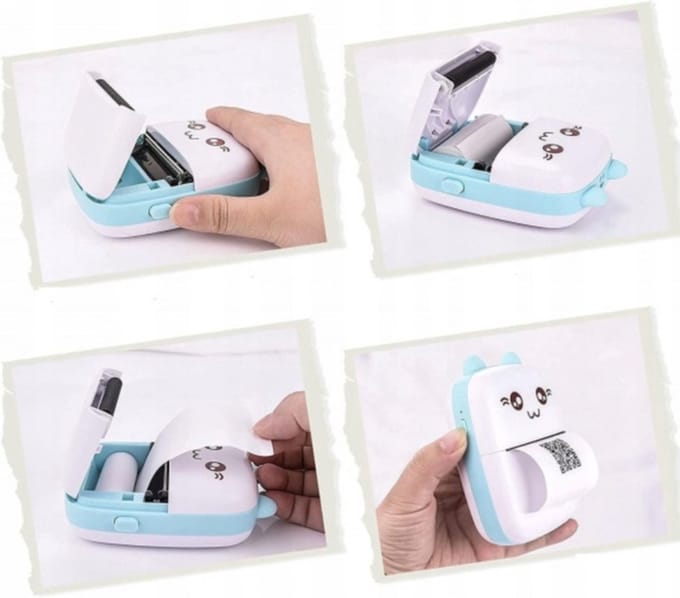 Ilso draagbare printer - pocket printer - thermische printer - mini printer voor mobiel - 11 rollen -oplaadbaar USB - blauw