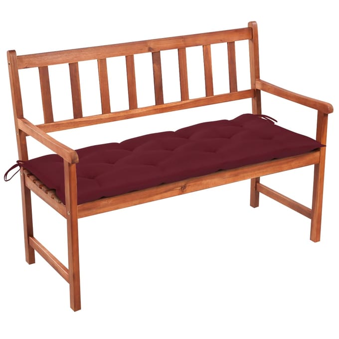 vidaXL - Tuinbank - met - kussen - 120 - cm - massief - acaciahout