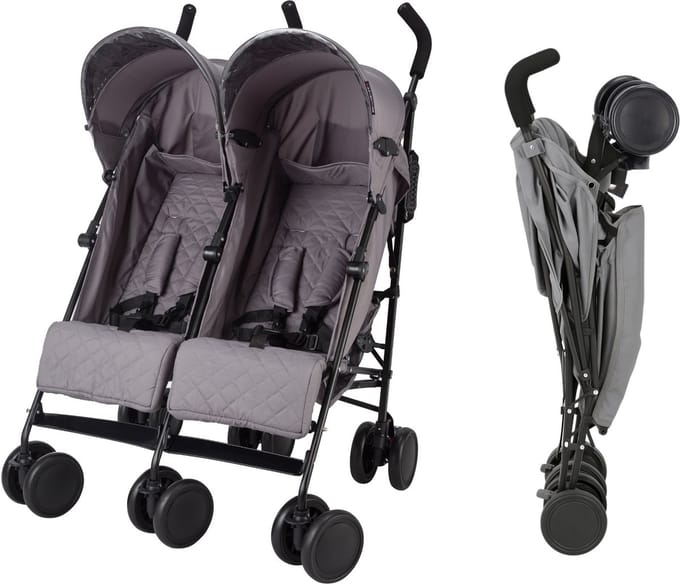 X Adventure Duo Buggy / Tweeling Buggy – Lichtgewicht Dubbele Buggy Tandem Buggy - Grijs
