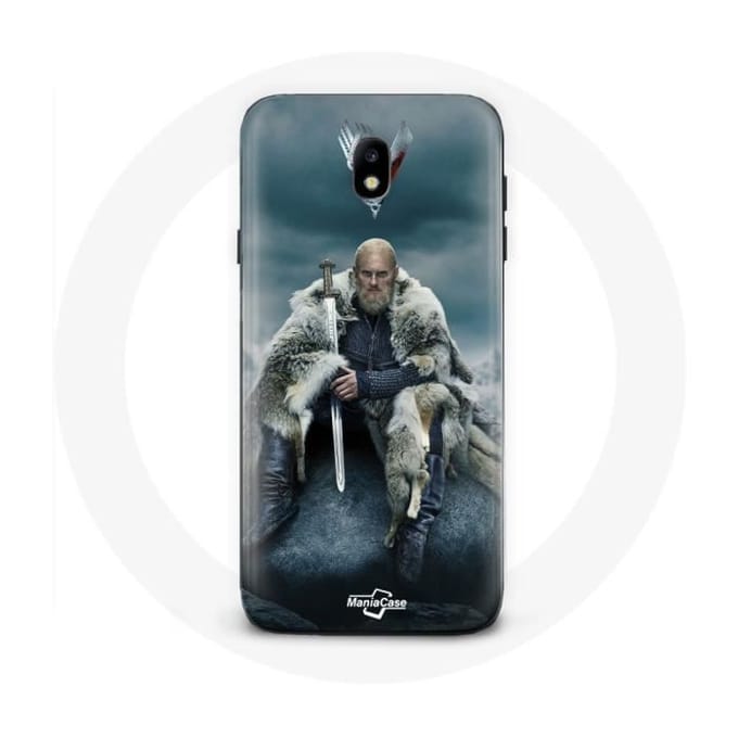 Coque - Vikings - Galaxy J3 2017 - Souple - Gris - Ragnar Lothbrok logo V Epée gris