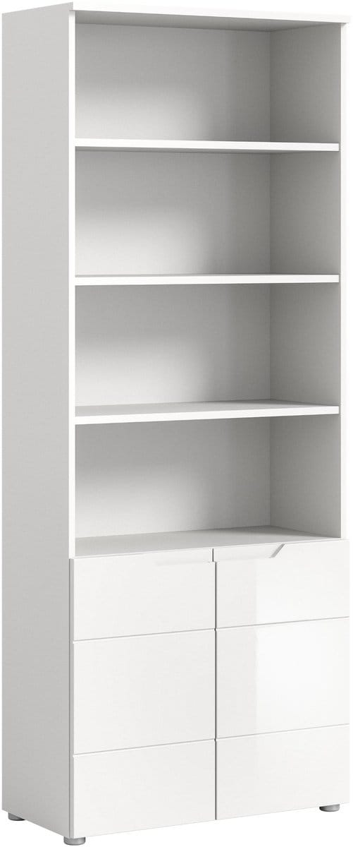 Solero wandkast 2 deuren 2 deuren, 3 planken wit hoogglans, wit.