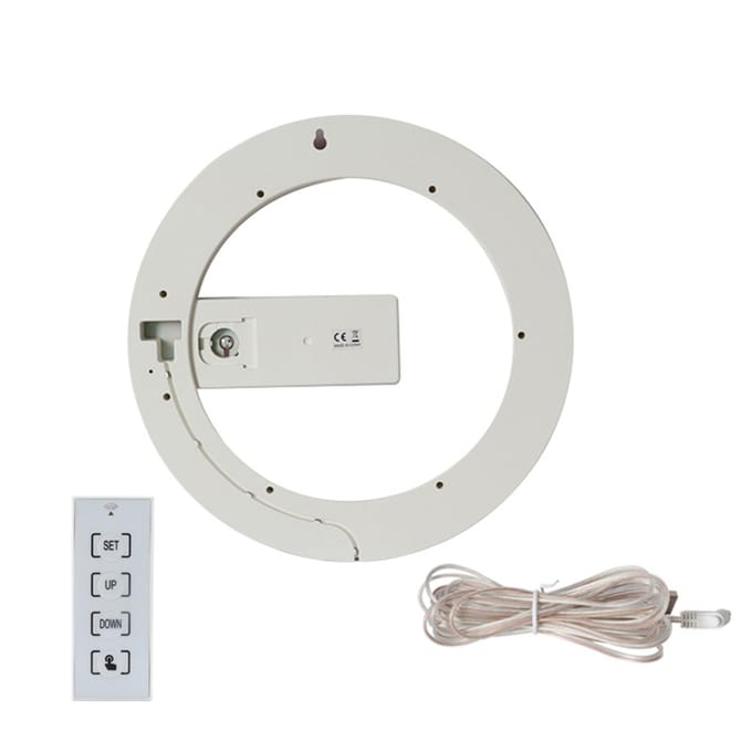 LED Spiegel Holle Wandklok met Afstandsbediening Ronde Digitale Wekker Wanddecoratie Licht 7 wit