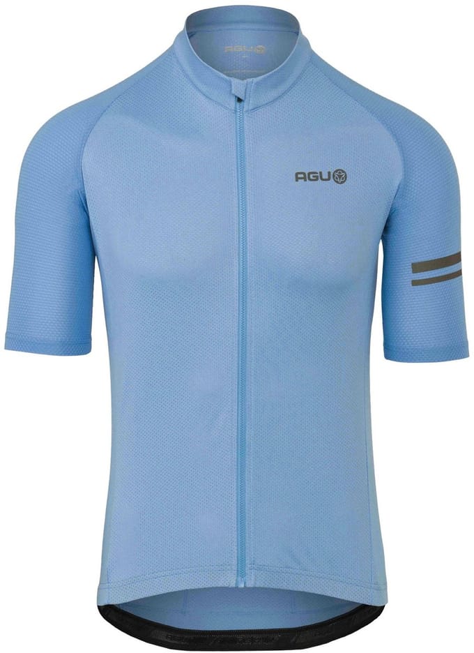 agu Core Fietsshirt Heren Korte Mouwen - Tranquil Blue - Drie achterzakken - YKK-rits over de hele lengte - Sneldrogend interlock
