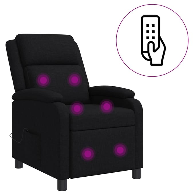 vidaXL - Massage - Relaxstoel - Zwart - Stof