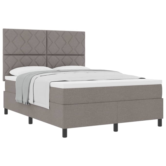 vidaXL - Boxspring - bed - met - hoofdeinde - Taupe - 160 - x - 200 - cm - Stof