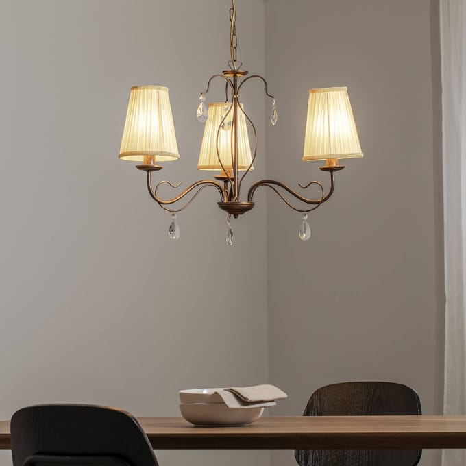 ONLI Delia kroonluchter, bronskleurig, 3-lamps, Ø 60 cm