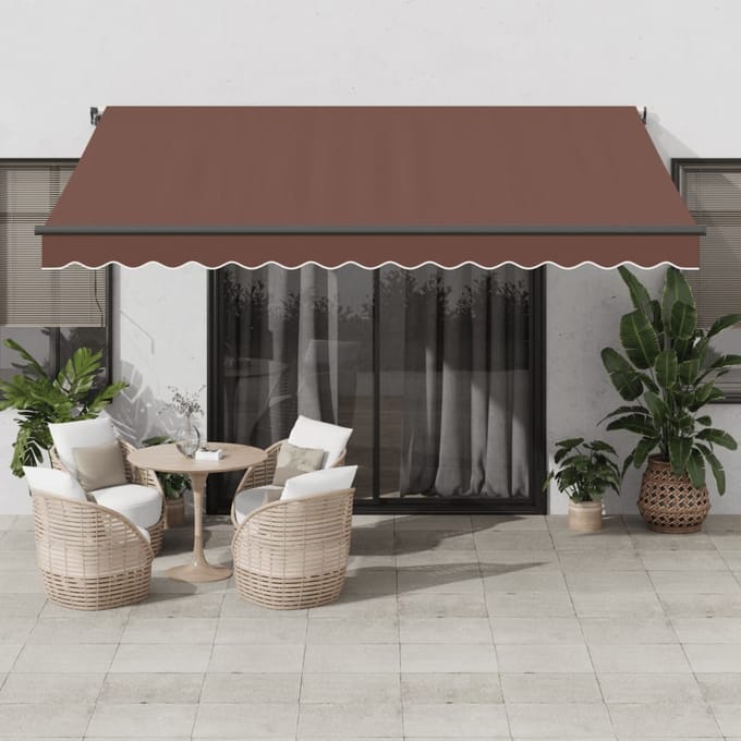 vidaXL - Uitschuifbare - luifel - Bruin - 400 - × - 350 - cm - Polyester