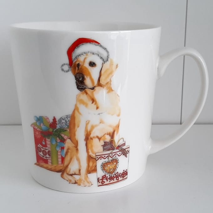 Jumbo kerst mok hond met Golden Retriever print