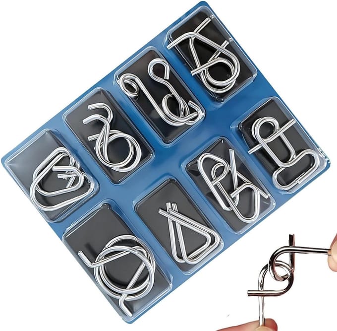 Metalen Puzzels - Breinbrekers - Ruimtelijk Denken - Stabiel Ontwerp - 14 x 18 cm - Metaal