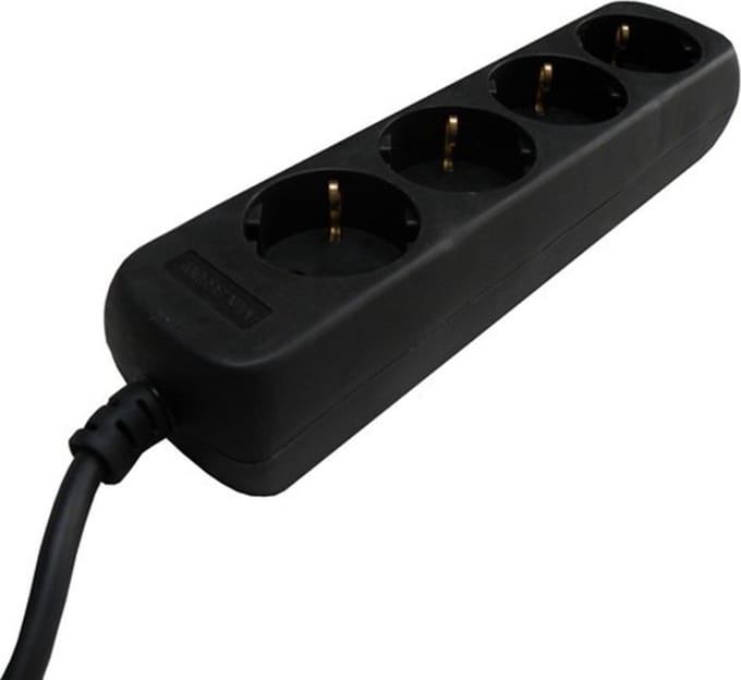 4-voudige Stekkerdoos zwart 1.5 meter