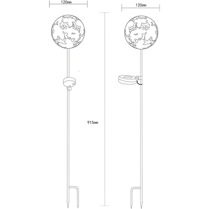 Globo LED grondspies lamp 36747, bol, roestbruin, metaal
