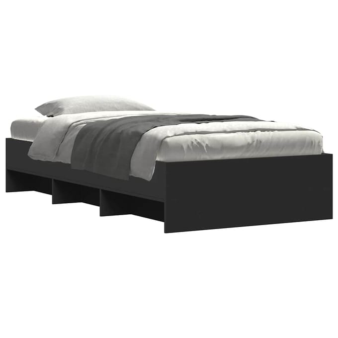 vidaXL - Bedframe - bewerkt - hout - zwart - 75x190 - cm