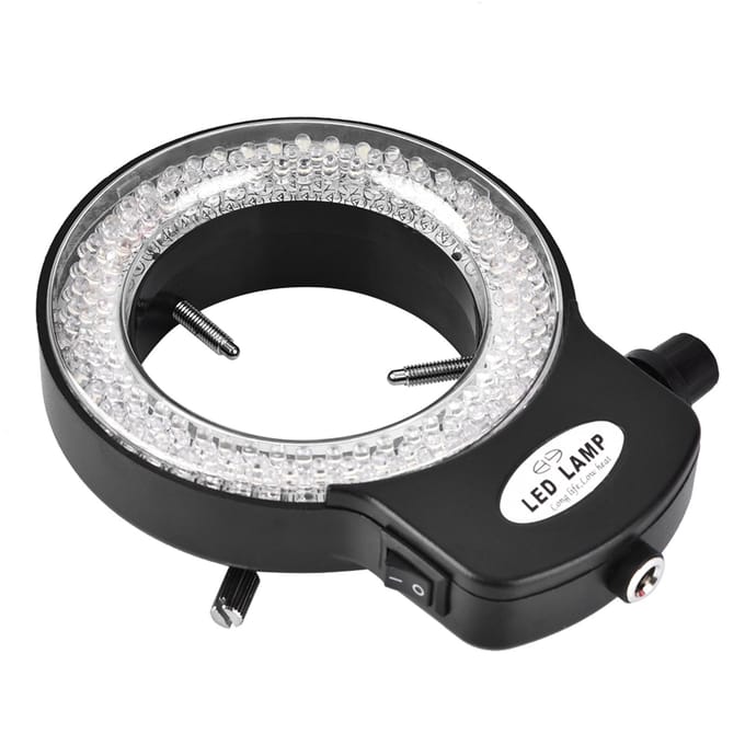 Caméra de microscope 144 LED Source lumineuse Luminosité réglable Lampe annulaire   (Noir)