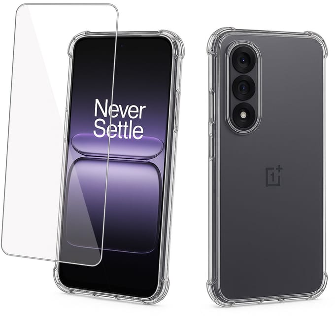 TechNow Hoesje + Screenprotector geschikt voor OnePlus Nord 5 Hoesje Screenprotector - Tempered Glass - Extreme Shock Case Transparant
