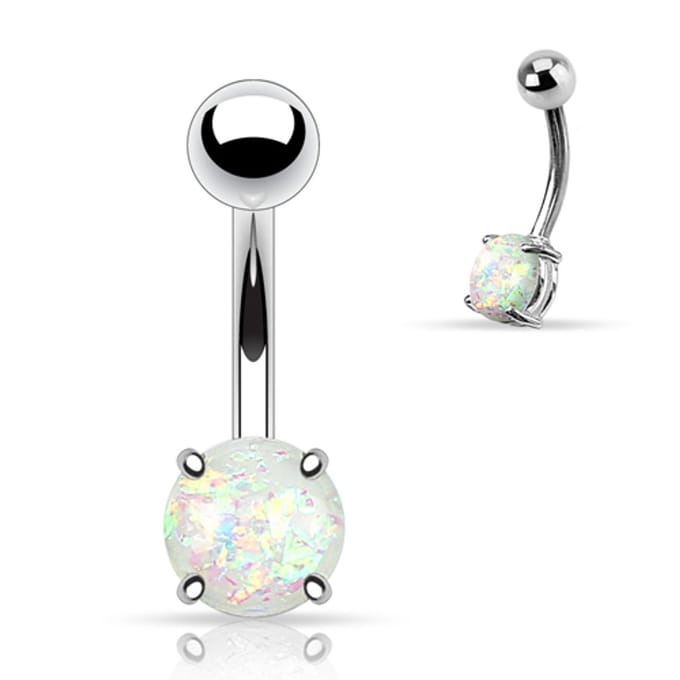 Piercing opal - zilver wit - LMPiercings