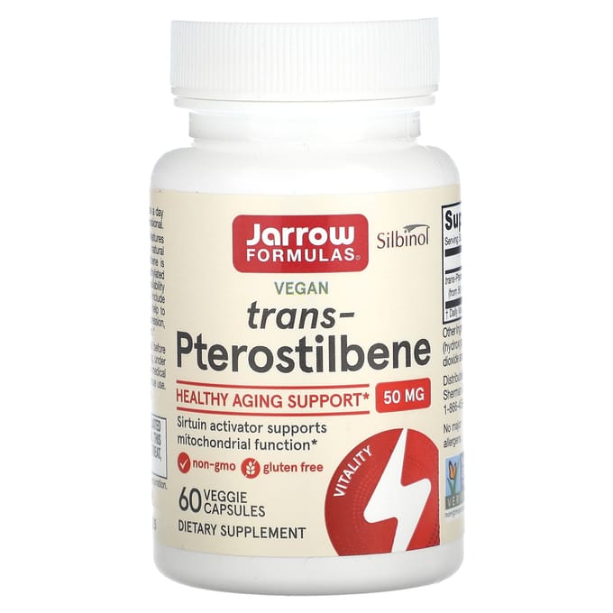 Jarrow Formulas, Trans-pterostilbeen, 50 mg, 60 Veggie Capsules