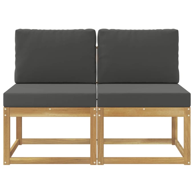 vidaXL - 2 - Stuk - Buiten - Midden - Sofa - Massief - Acacia - Hout - Wit