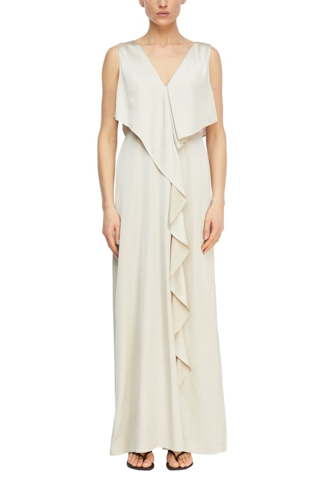 Maxi Satin Laarzen Aansluitend V-Hals Dames COMMA