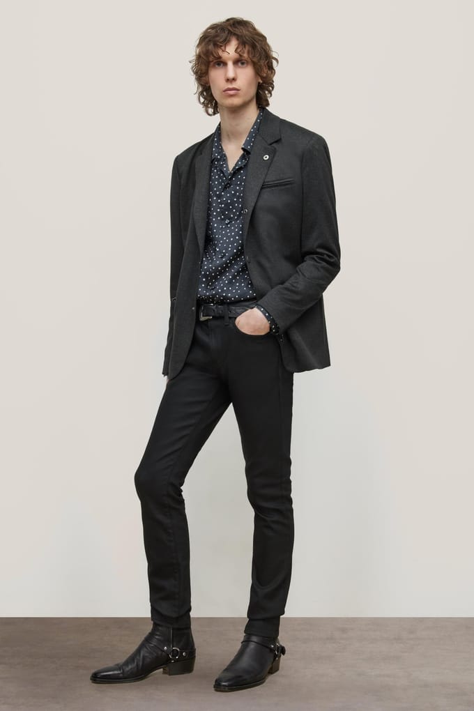John Varvatos Bryson Snap + Zipper Deta Charcoal Größe: 48 | Blazer Outlet | Herren | Schwarz