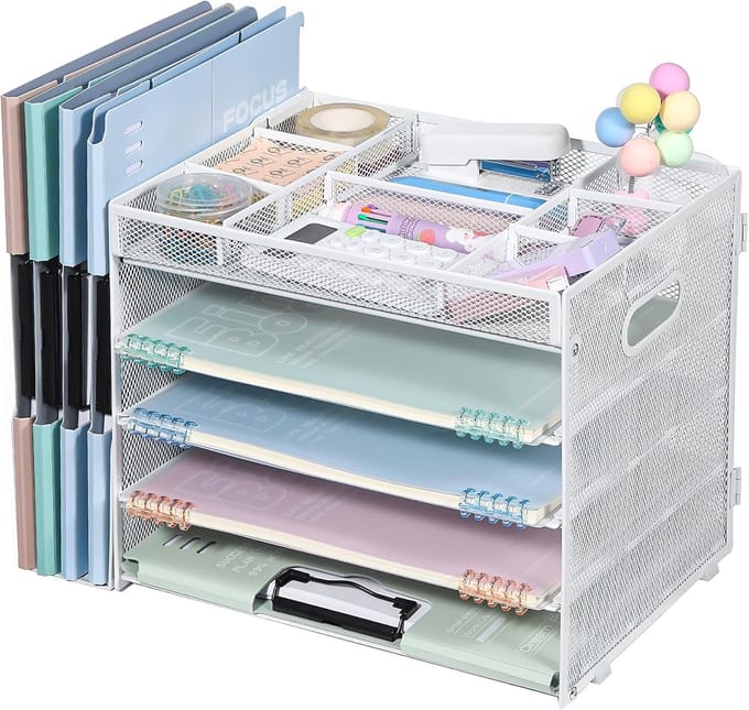 Bureau Organizer Set - 5 Laags Postbak en Opbergvakken voor Kantoorassortiment