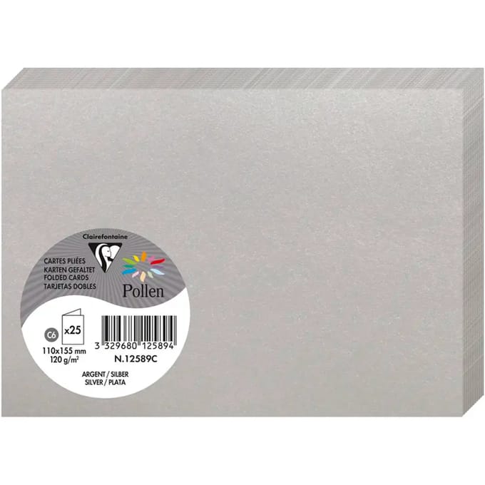 Stuifmeel van Clairefontaine dubbele kaart C6, zilver