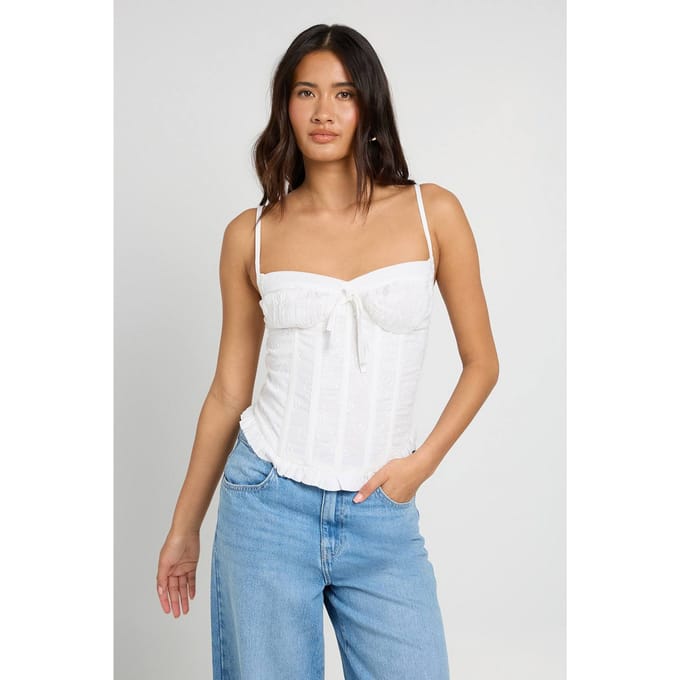 boohoo Dames Corset Met Geborduurd Bustdetail | Wit | Maat: 42