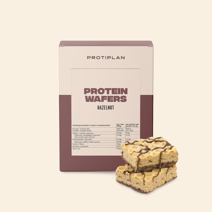 Protiplan - Wafel Hazelnoot - 10 x 20,55 g - Koolhydraatarm - Snack