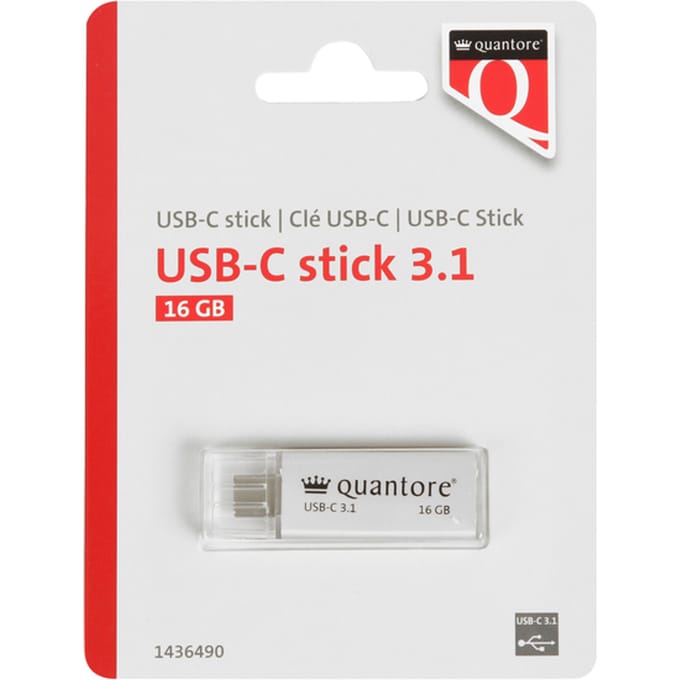 USB stick 3.1 Quantore USB-C 16GB zilver
